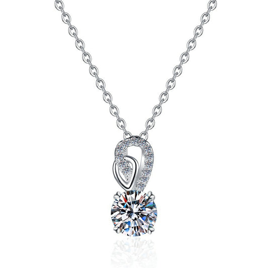 [#26] 1CT Moissanite Necklace, White Gold Plated S925 Sterling Silver Necklace